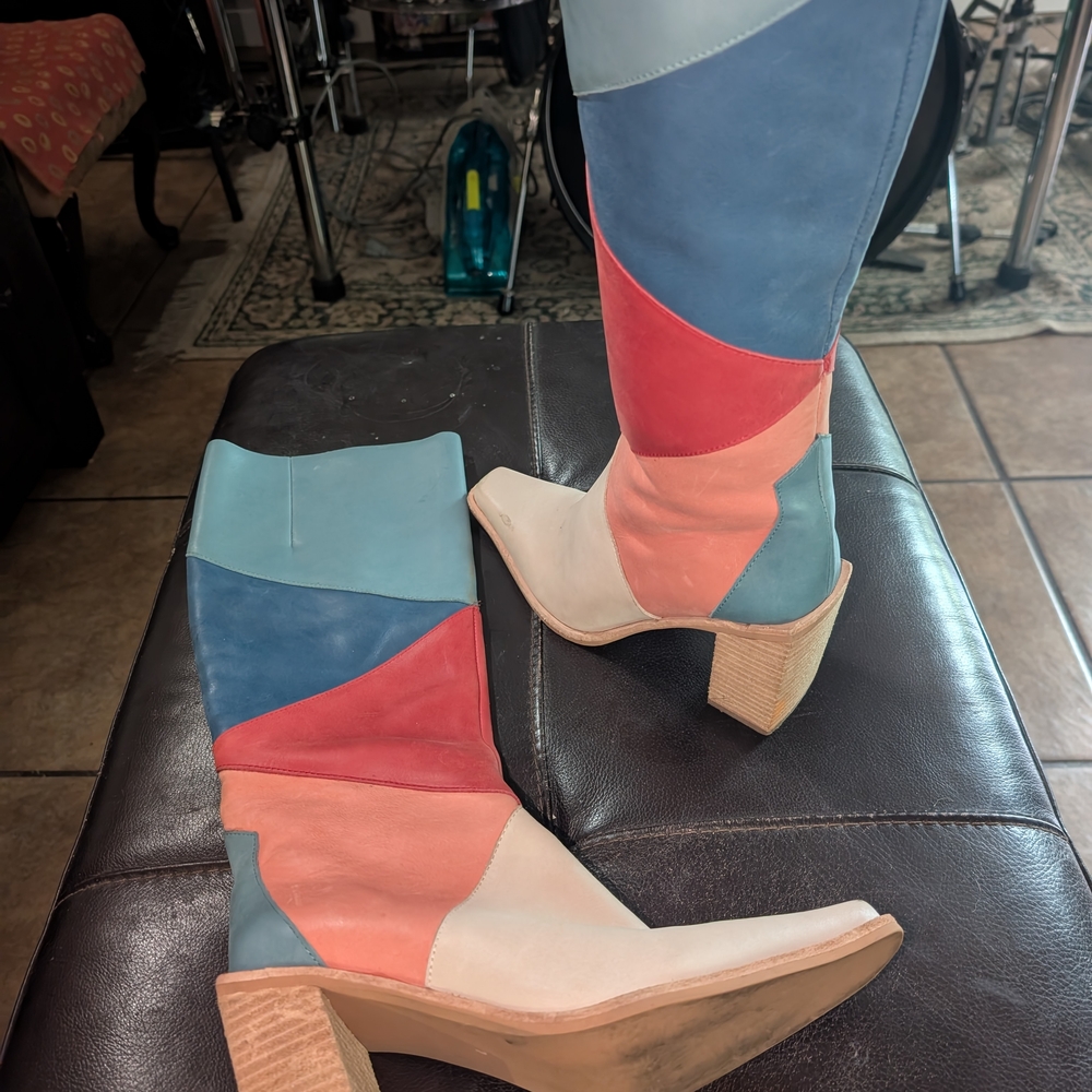 Colorful Patchwork Knee-High Boots - image 3